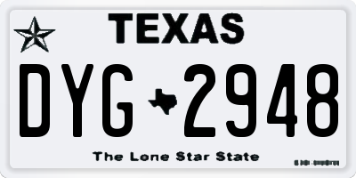 TX license plate DYG2948