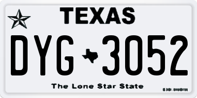 TX license plate DYG3052