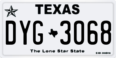 TX license plate DYG3068
