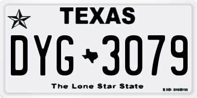 TX license plate DYG3079