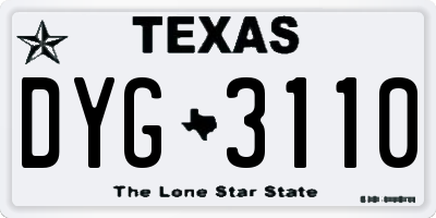 TX license plate DYG3110