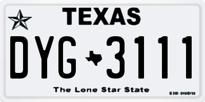 TX license plate DYG3111