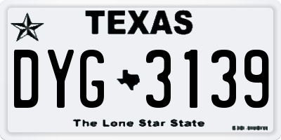 TX license plate DYG3139