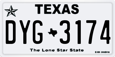 TX license plate DYG3174