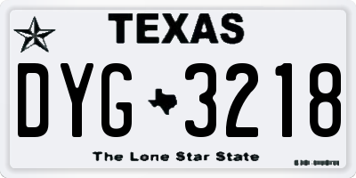 TX license plate DYG3218