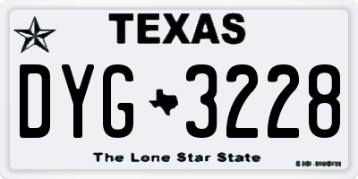 TX license plate DYG3228