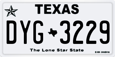 TX license plate DYG3229