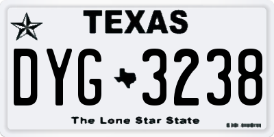 TX license plate DYG3238