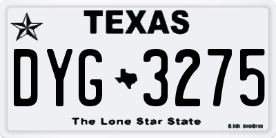 TX license plate DYG3275