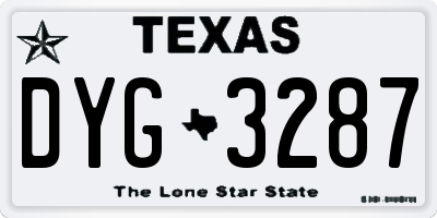 TX license plate DYG3287