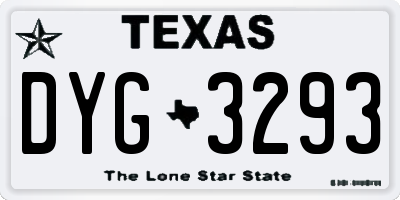 TX license plate DYG3293
