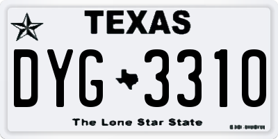 TX license plate DYG3310
