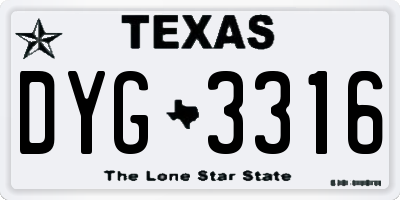 TX license plate DYG3316