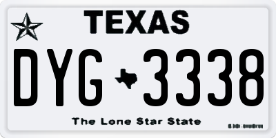 TX license plate DYG3338