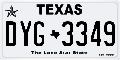 TX license plate DYG3349