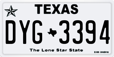 TX license plate DYG3394