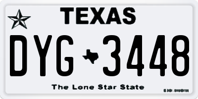 TX license plate DYG3448