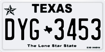 TX license plate DYG3453