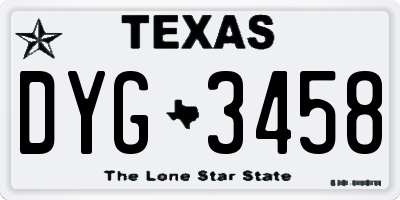 TX license plate DYG3458