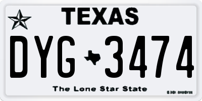 TX license plate DYG3474