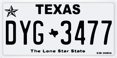TX license plate DYG3477