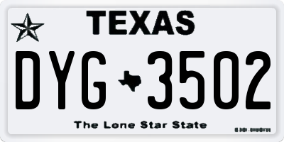TX license plate DYG3502