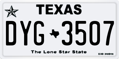 TX license plate DYG3507