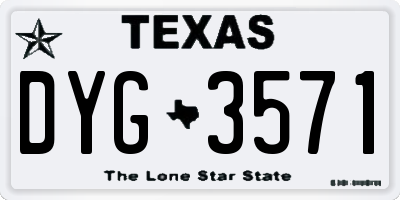 TX license plate DYG3571