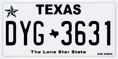 TX license plate DYG3631