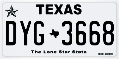 TX license plate DYG3668