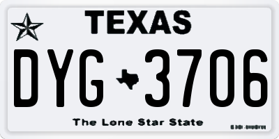TX license plate DYG3706
