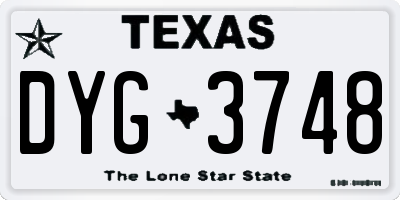 TX license plate DYG3748