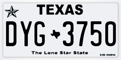 TX license plate DYG3750