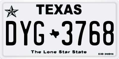 TX license plate DYG3768