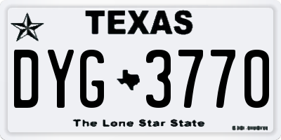 TX license plate DYG3770