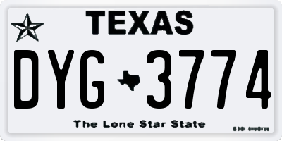 TX license plate DYG3774