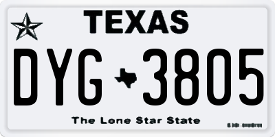 TX license plate DYG3805