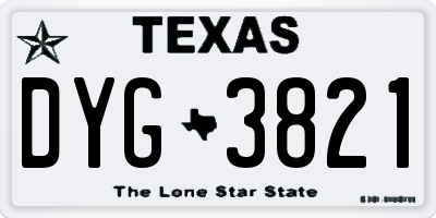 TX license plate DYG3821