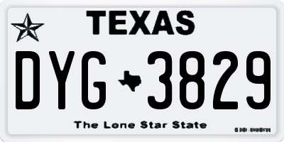 TX license plate DYG3829