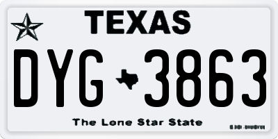 TX license plate DYG3863