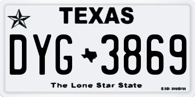 TX license plate DYG3869