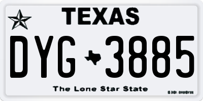 TX license plate DYG3885