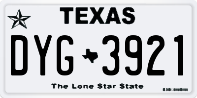 TX license plate DYG3921