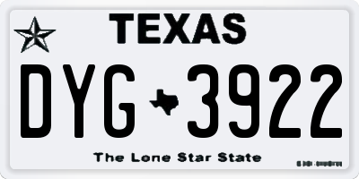 TX license plate DYG3922