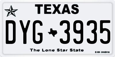 TX license plate DYG3935