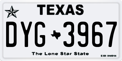 TX license plate DYG3967