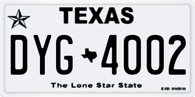 TX license plate DYG4002