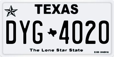 TX license plate DYG4020