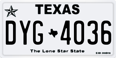 TX license plate DYG4036