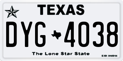 TX license plate DYG4038